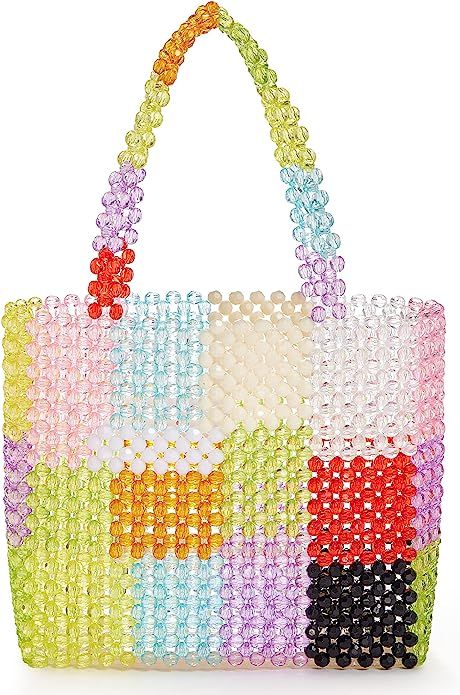 Amazon.com: Grandxii Beaded Bag Summer Beach Bag Acrylic Handbags Handmade Tote Bags for Wedding ... | Amazon (US)