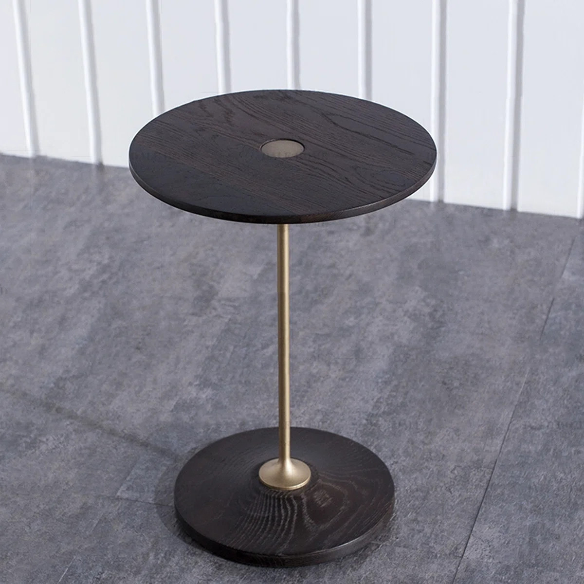 19.69" Black Brown Round Solid Wood + Iron End Tables | Wayfair North America