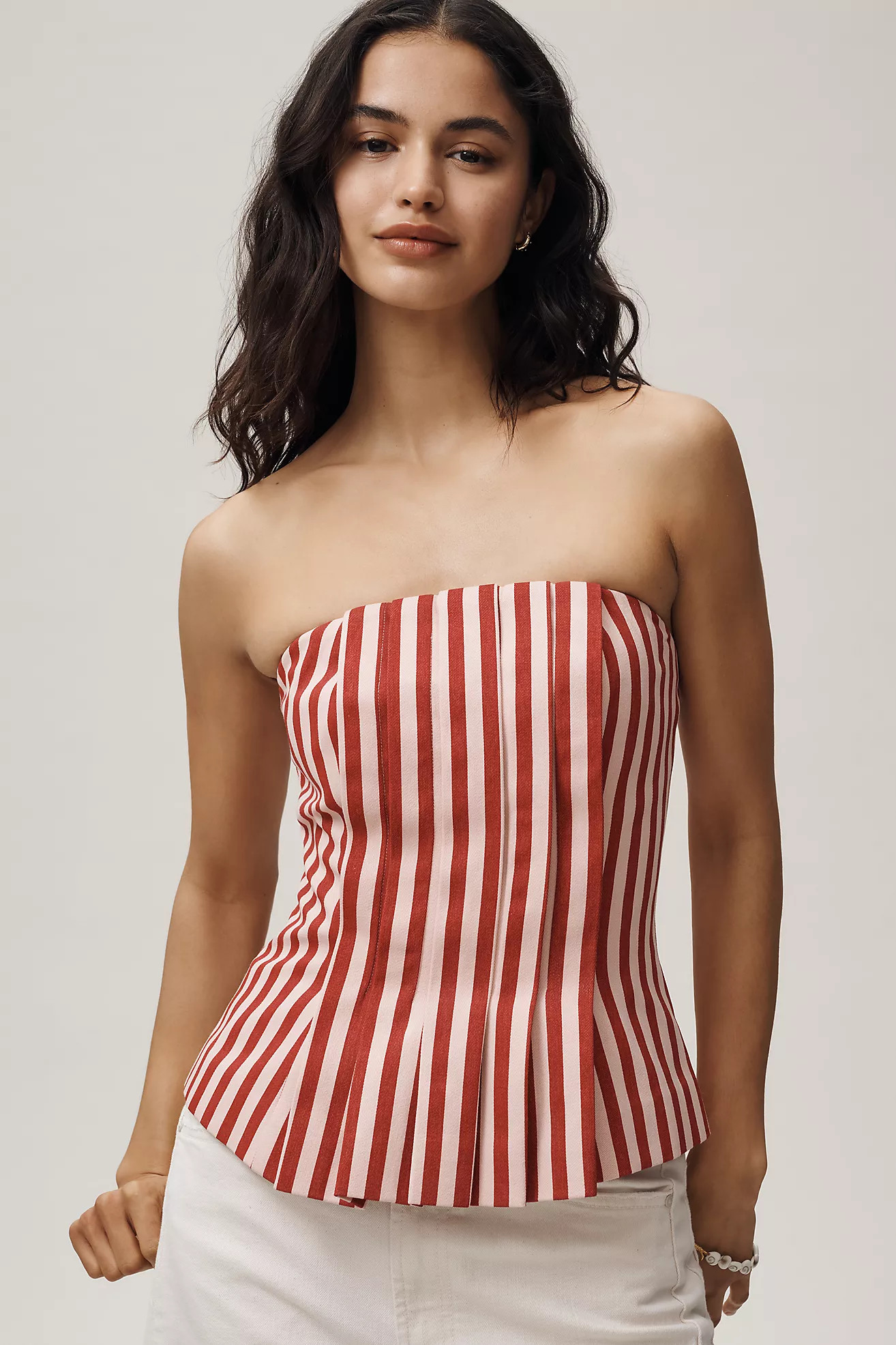 Mare Mare Cotton Strapless Pleated Top | Anthropologie (US)