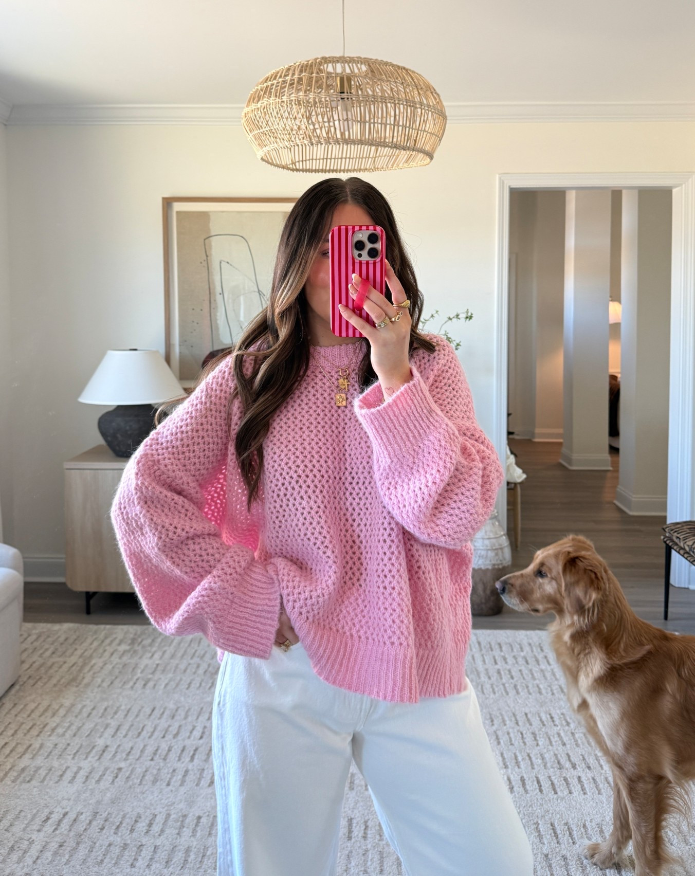 XL in the sweater for oversized fit. 
Loopy case: markykee10 for 10% off

Target fashion. Target style. Pink cardigan. White jeans outfit. Miranda Frye jewelry 

#LTKActive #LTKHome #LTKootd