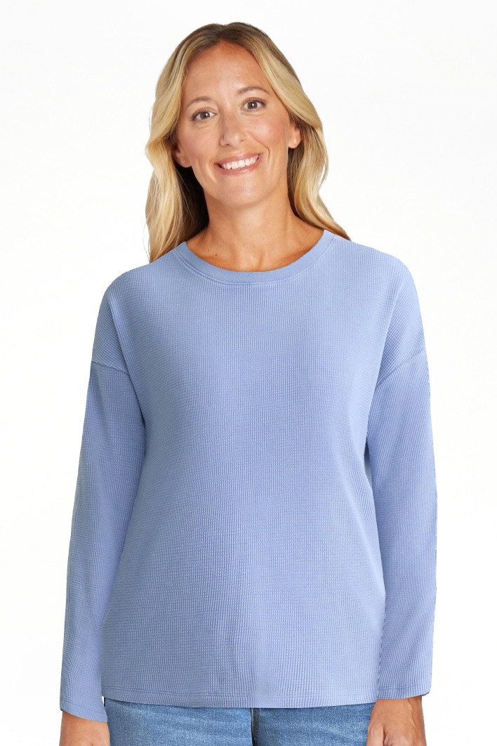 Time and Tru Women's Boxy Thermal Tee with Long Sleeves, Sizes XS-XXXL | Walmart (US)