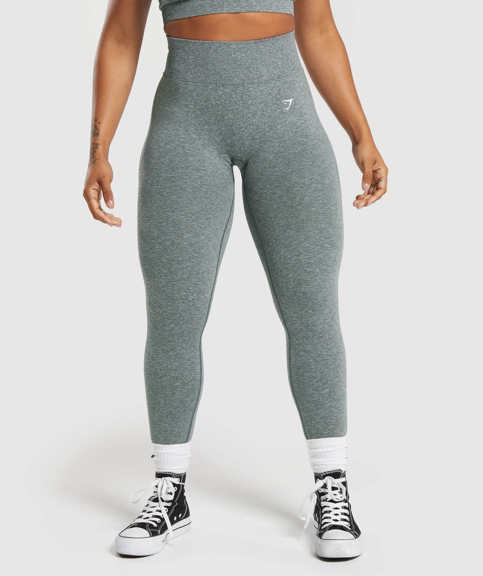 Gymshark Lift Contour Seamless Leggings - Slate Teal/White Marl | Gymshark US