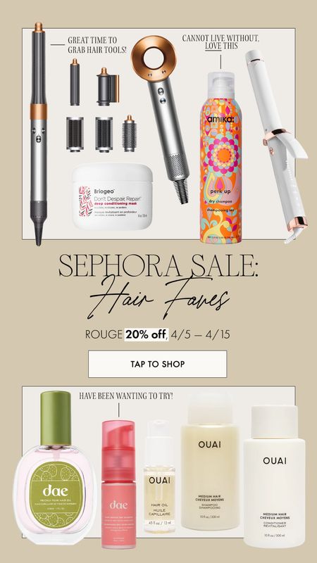 Sephora Sale: all of my hair favorites! I cannot live without this Amika dry shampoo!!! It’s sooo good 👏🏼👏🏼🩷 great time to great a hair tool you’ve been wanting to try, too!🥰

Dyson, Dyson Airwrap, curling iron, dry shampoo, favorite hair products, shampoo + conditioner 

#LTKfindsunder50 #LTKxSephora #LTKsalealert