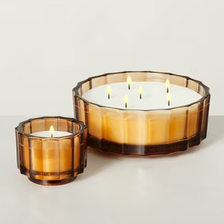 Birch & Amber Fluted Amber Glass Candle - Hearth & Hand™ with Magnolia | Target