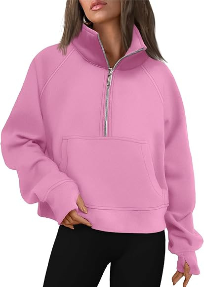 AUTOMET Womens Sweatshirts Half Zip Cropped Pullover Fleece Quarter Zipper Hoodies Fall outfits C... | Amazon (US)