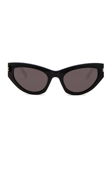 Saint Laurent Grace Sunglasses in Black - Black. Size all. | FWRD 