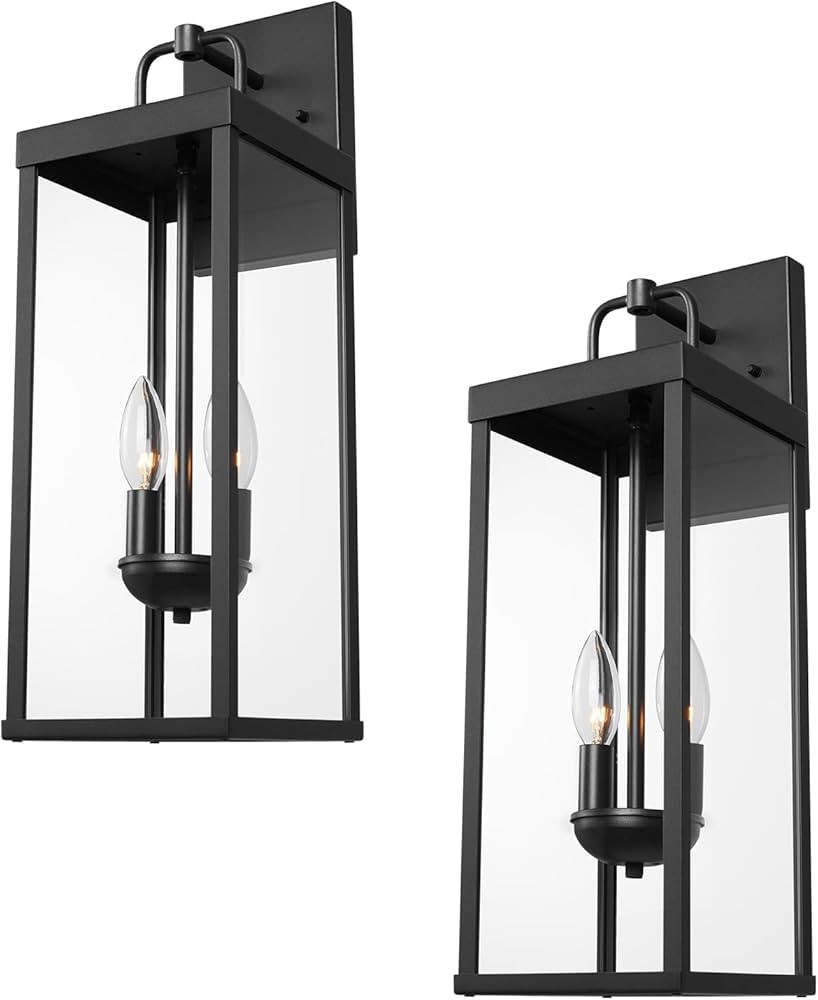 Outdoor Wall Sconce Lights, 20 Inch Tall Transitional Exterior Wall Lighting with Clear Glass, Mo... | Amazon (US)
