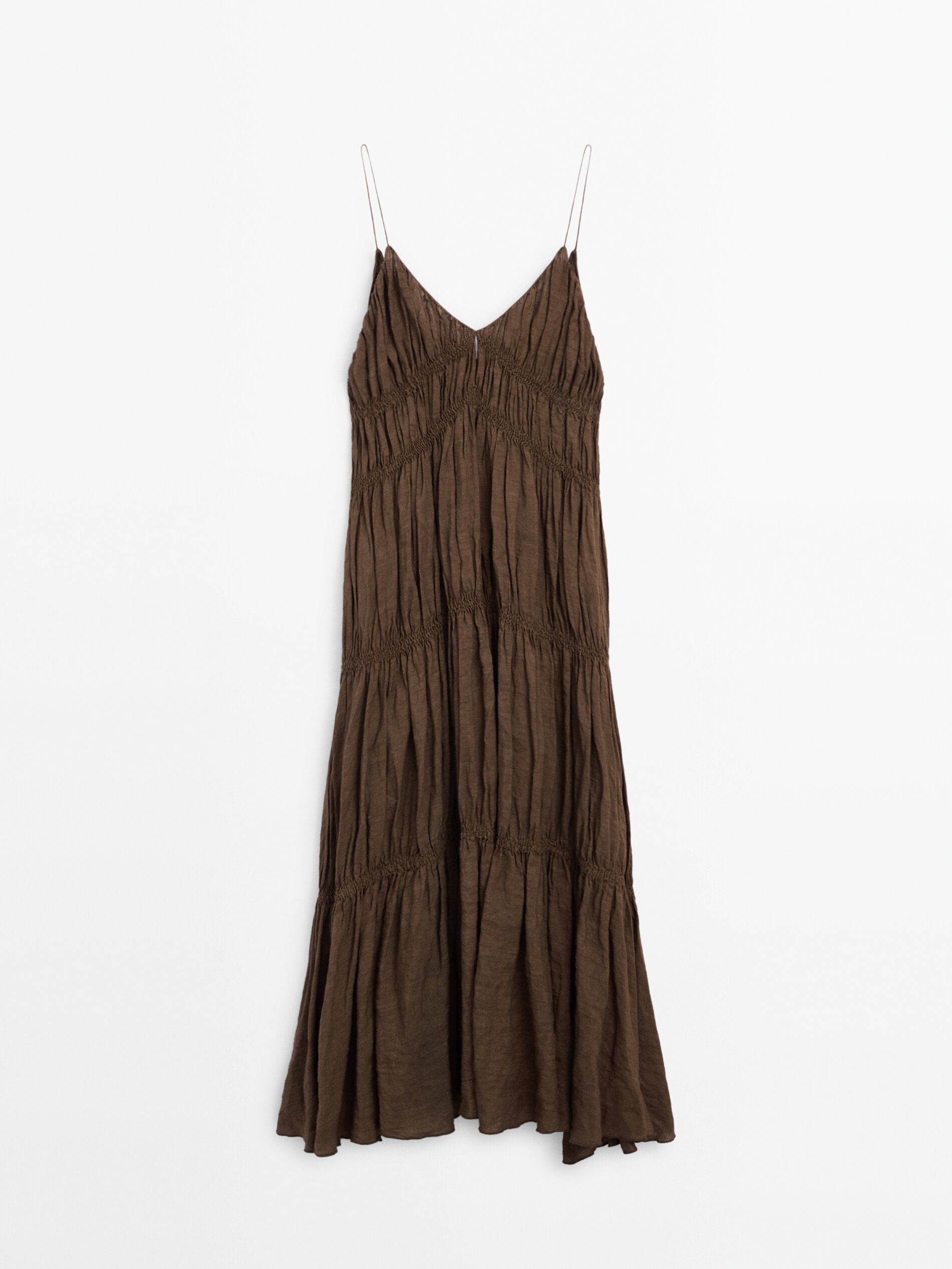 Long dress with gathered detailing | Massimo Dutti UK