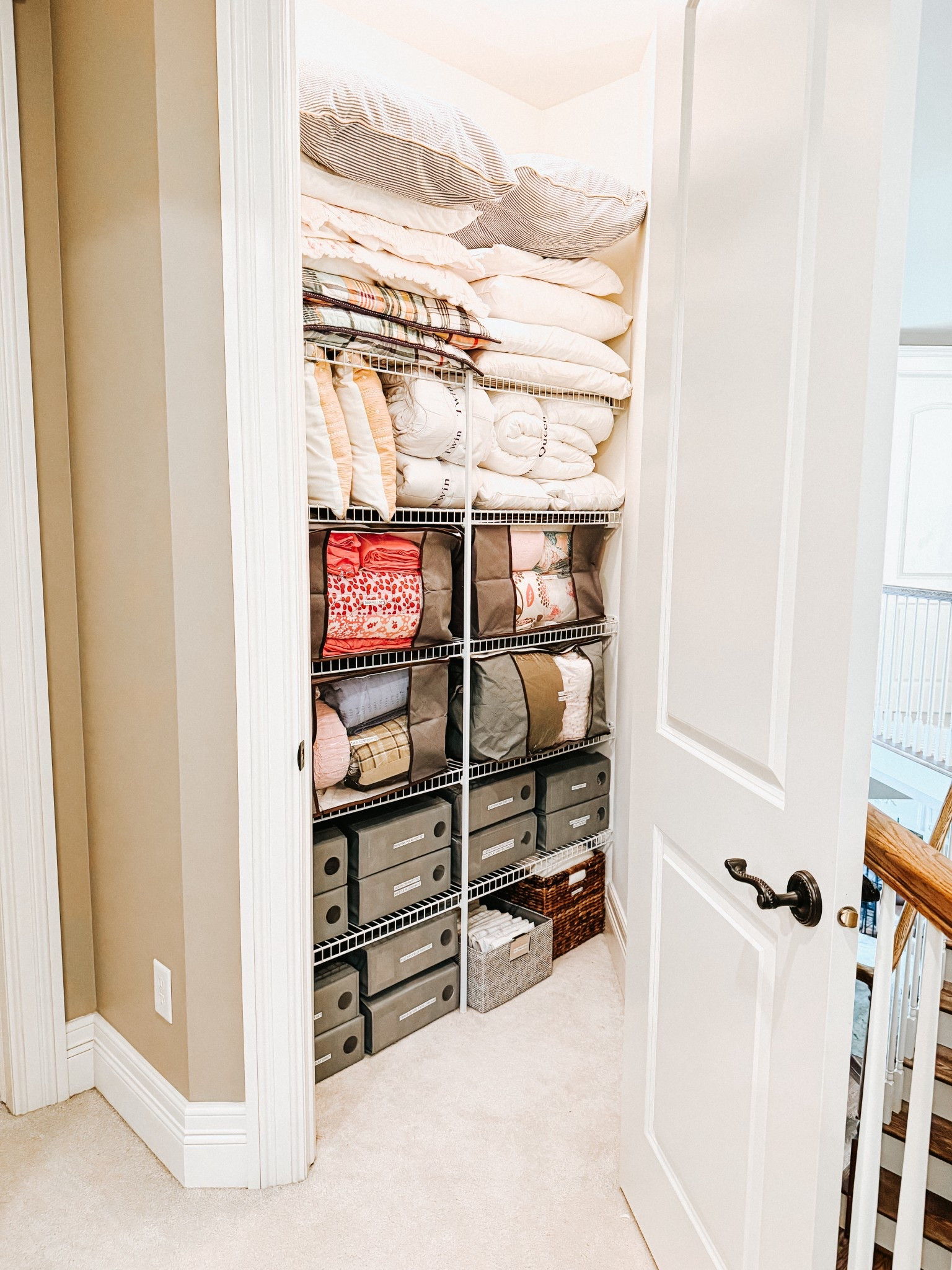 A linen closet transformation isn’t just about looking pretty, it’s about making life easier. One of the biggest game-changers? Sheet organizers 💫

Instead of wrestling with folded sheets that never stay stacked or digging for a matching pillowcase, sheet organizers keep everything contained in one neat bundle. Each set has its own home, so when it’s time for laundry day, swapping beds or welcoming overnight guests, you can grab exactly what you need in seconds!

They not only cut down on clutter and wasted time, but also protect your bedding from dust and keep your closet looking uniform. 

👉 Investing in smart solutions like these makes your home not only beautiful but functional! 

#LTKHome
