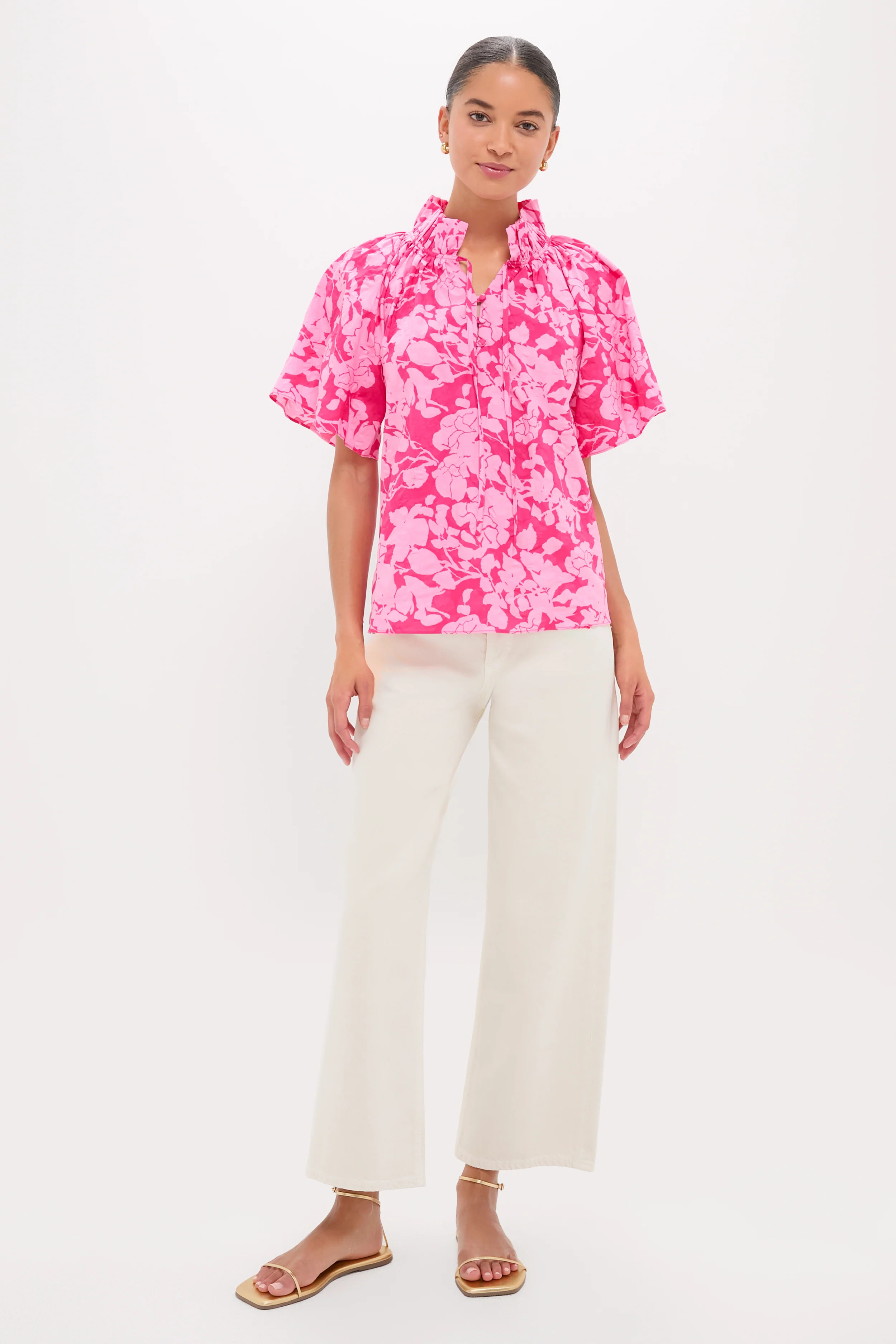 Pink Textured Floral Thea Blouse | Tuckernuck (US)