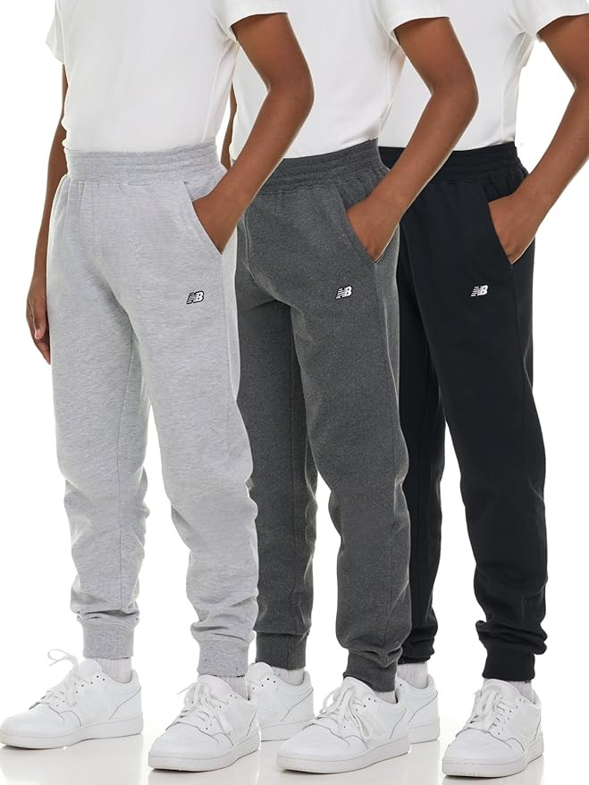 New Balance Boys Fleece Jogger 3 Pack – Kids Soft Cotton Blend Fleece Sweatpants with Pockets, ... | Amazon (US)
