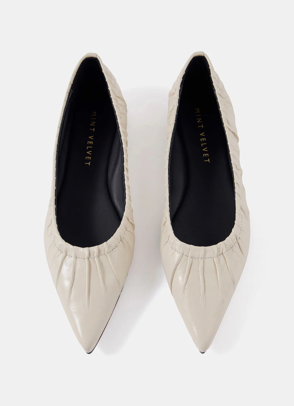 Arella Cream Leather Flat Pumps | Mint Velvet