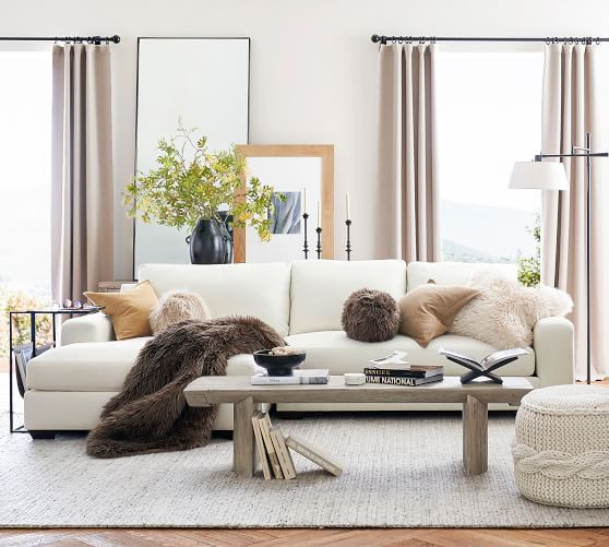 Big Sur Square Arm Upholstered Sofa Double Wide Chaise Sectional | Pottery Barn (US)