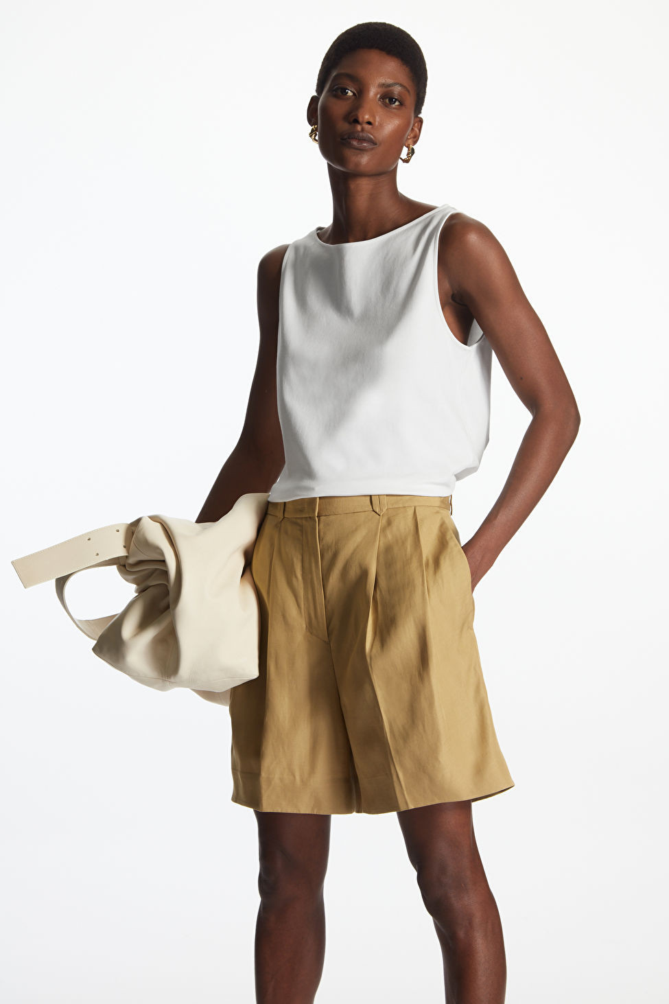 PLEATED SHORTS - DARK BEIGE - COS | COS UK