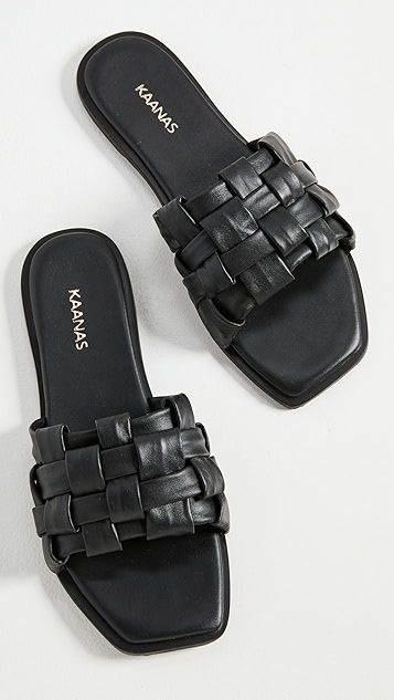 Belinha Basketweave Allover Leather Slides | Shopbop