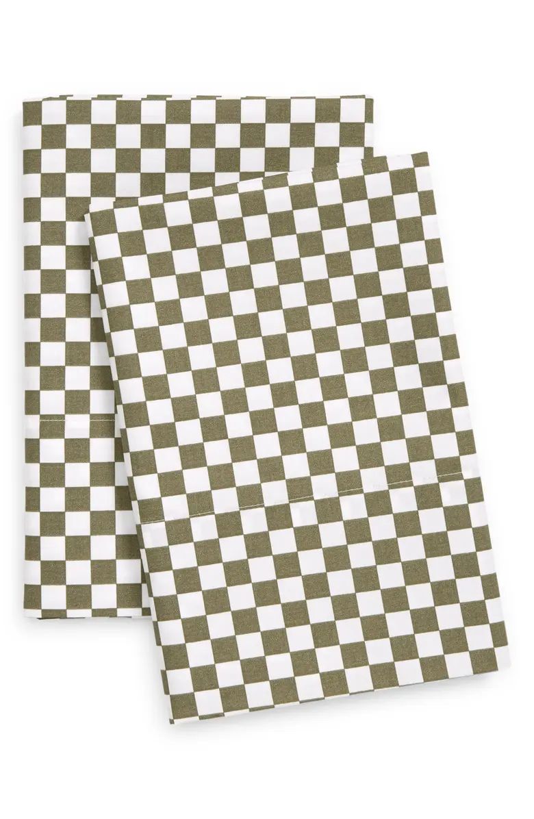 Set of 2 Checkerboard Cotton Percale Pillowcases | Nordstrom