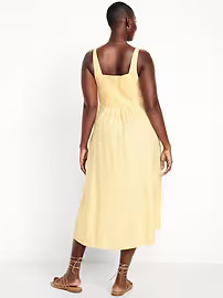 Fit & Flare Sleeveless Linen-Blend Midi Dress | Old Navy (US)