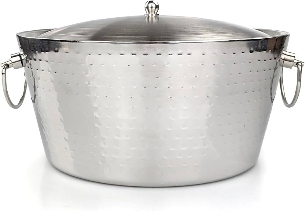 BREKX Insulated Stainless Steel Ice Bucket with Lid for Parties - Anchored Double-Walled Sweat-Fr... | Amazon (US)