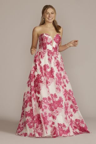 Floral Patterned Strapless Corset Ball Gown | Davids Bridal