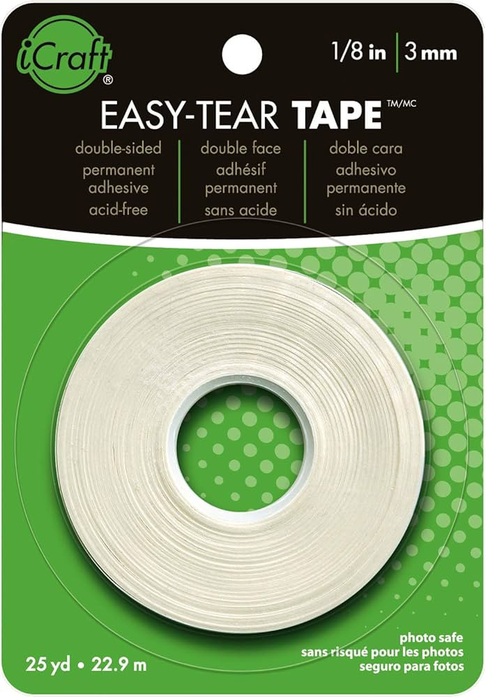 iCraft Easy-Tear Double-Sided Adhesive Tape, 1/8" x 25 Yards, White | Amazon (US)