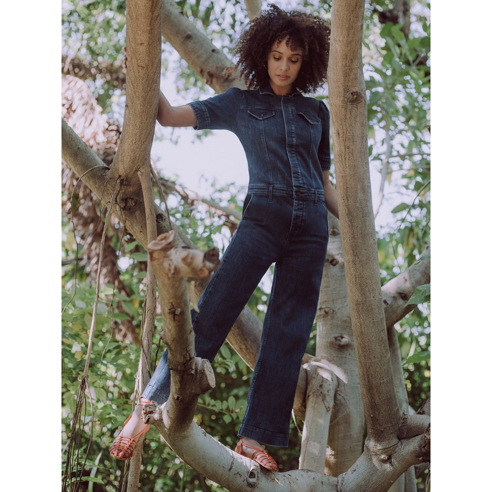 G. Label Katie Denim Jumpsuit in Blue, X-Small | goop