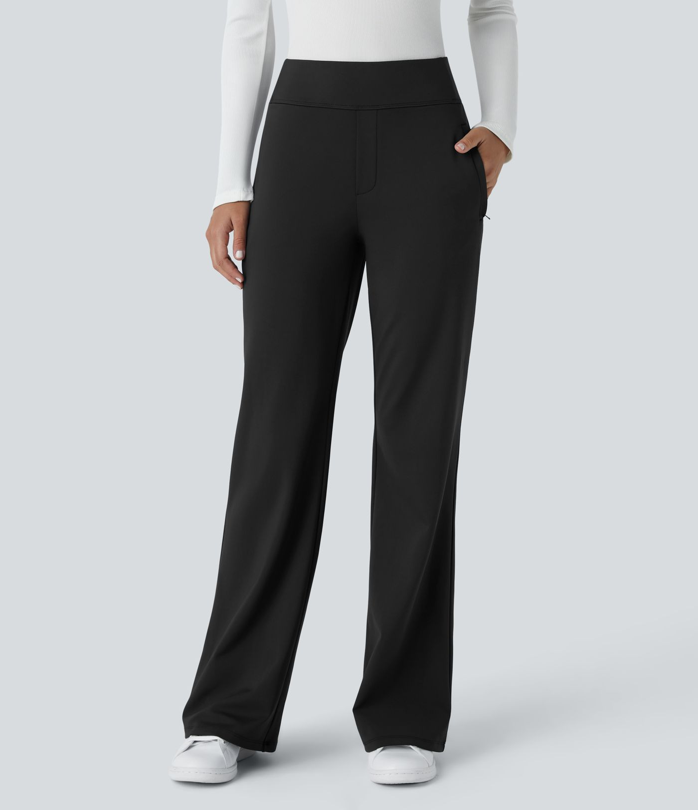 Women’s Halara Flex™ DayStretch Mid Rise Side Zipper Pocket Work Flare Pants - Halara | HALARA