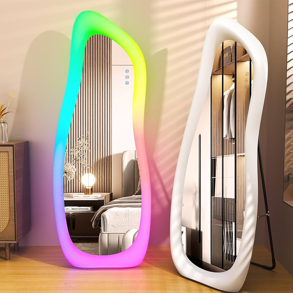 Full Length Mirror with Lights, 63"x23.6" LED Full Body Mirror, RGB Lighted Standing Floor Mirror... | Amazon (US)