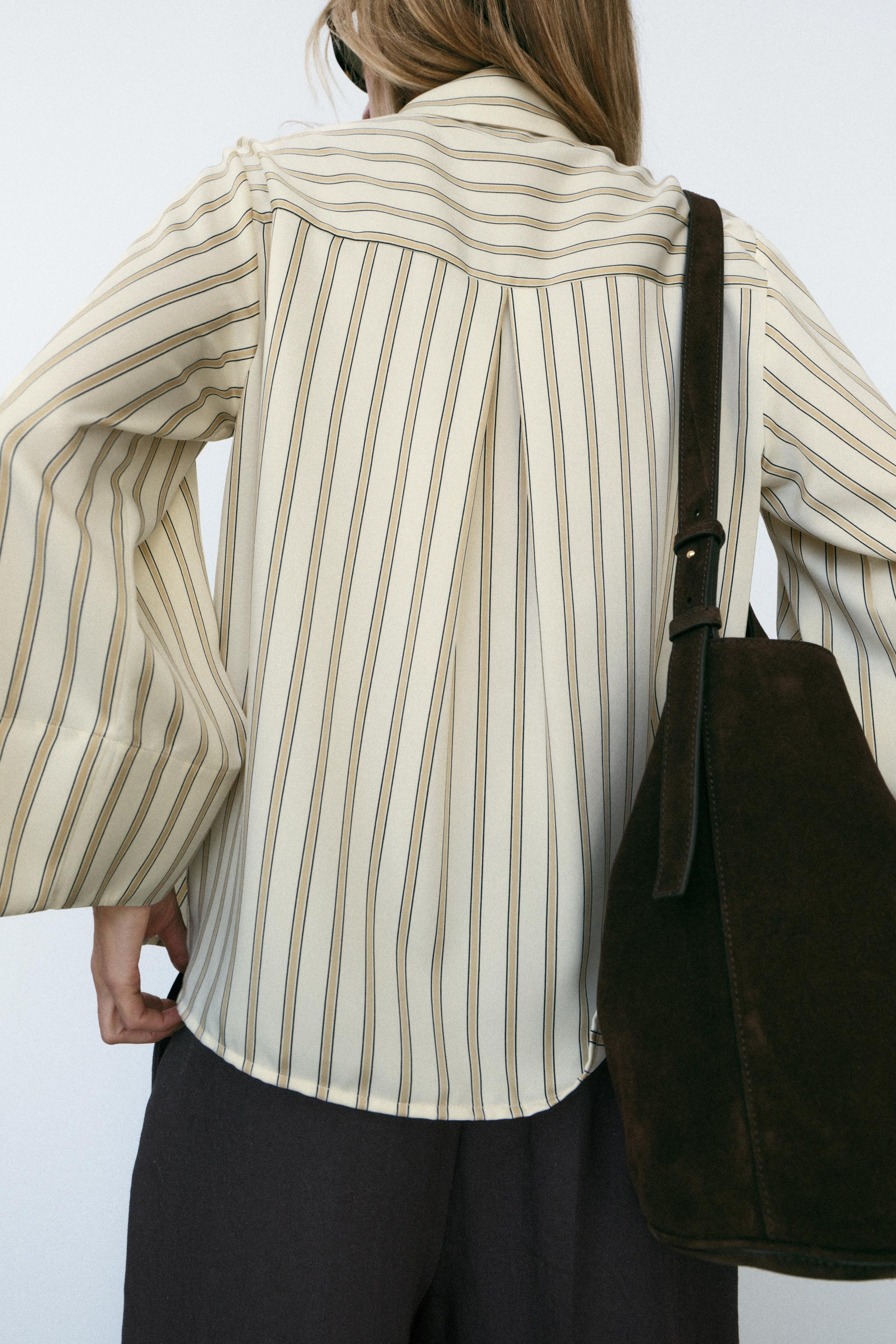 WIDE SLEEVE STRIPED BLOUSE | Zara US