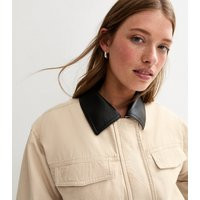 Women's Stone Contrast Collar Barn Jacket New Look | New Look (UK)