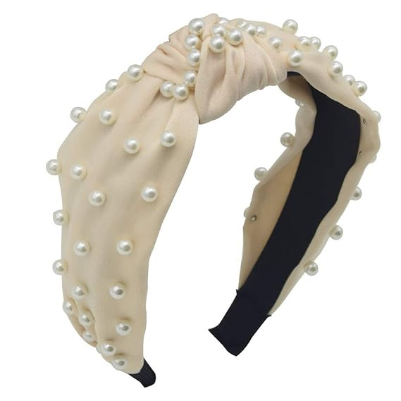 MHDGG Pearl Headbands Headbands for Women,1Pcs Elegant Wide Headbands Knot Headbands for Women He... | Amazon (US)