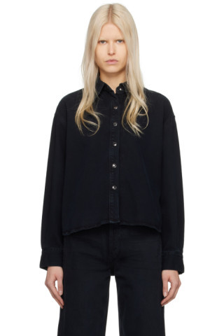 Navy Aiden Denim Shirt | SSENSE