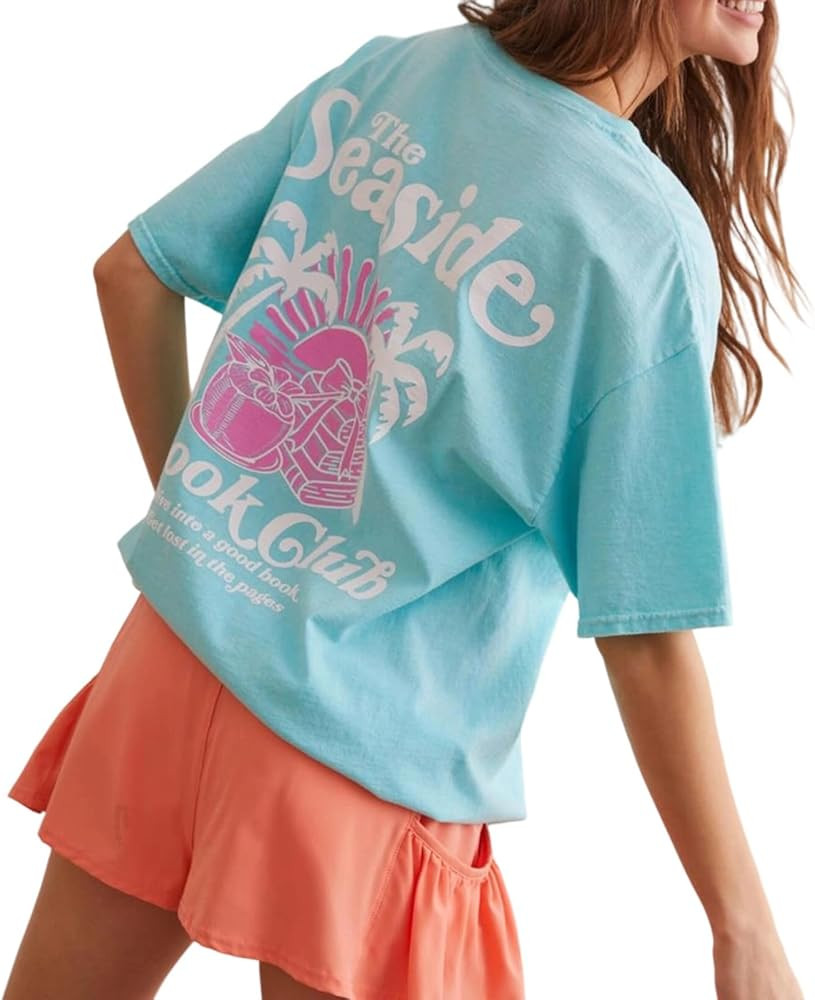 Womens Oversized Baggy Loose Fit T Shirts Graphic Print Short Sleeve Cute Teen Girls Preppy Y2k G... | Amazon (US)