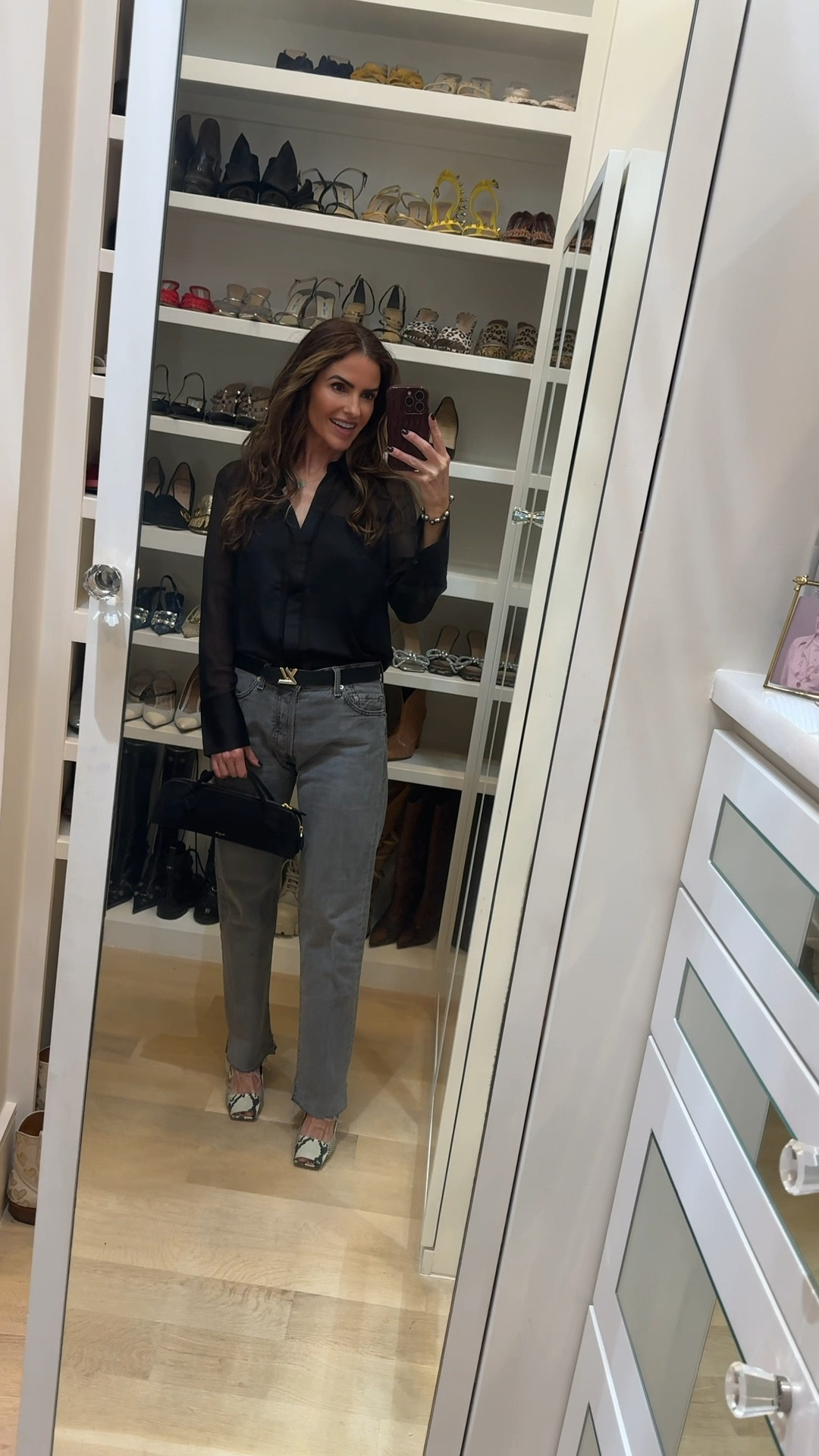 date night #ootn nothing to wear grab a chic silk button down blouse w jeans & heels too🩶 & u won’t believe the price of this blouse either it’s <$60! 

i have a very similar one that is way more expensive >$450 & you seriously cannot tell the difference bt the two! 

shop all my fav silk blouses here

+ you can never go wrong w vintage denim is from @aavintedge these are another pair i recently purchased 

& my go to heels & new black suede bag too! 

#LTKWatchNow #LTKFindsUnder100 #LTKItBag