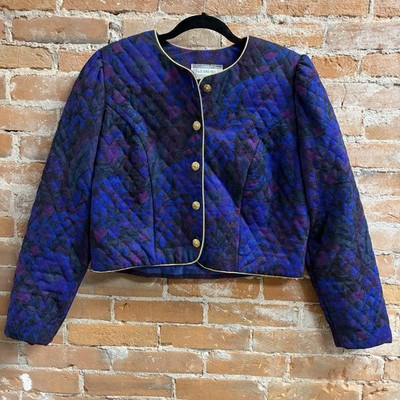 Vintage Starfire Blue & Purple Paisley Quilted Blazer Cropped  Jacket Women’s 12 | eBay US