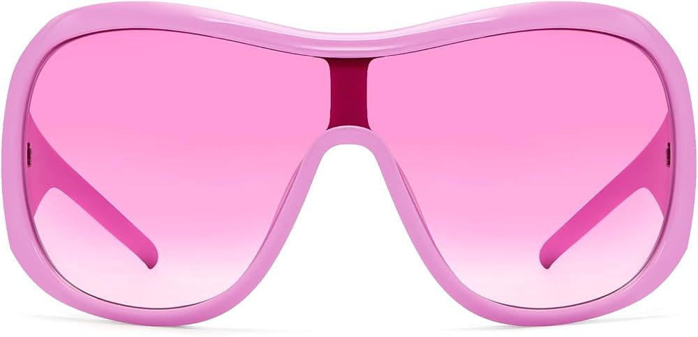 Trendy Oversized Sunglasses For Women Men, Big Tinted Funky Wrap Around Sunglasses Apres Ski Shie... | Amazon (US)