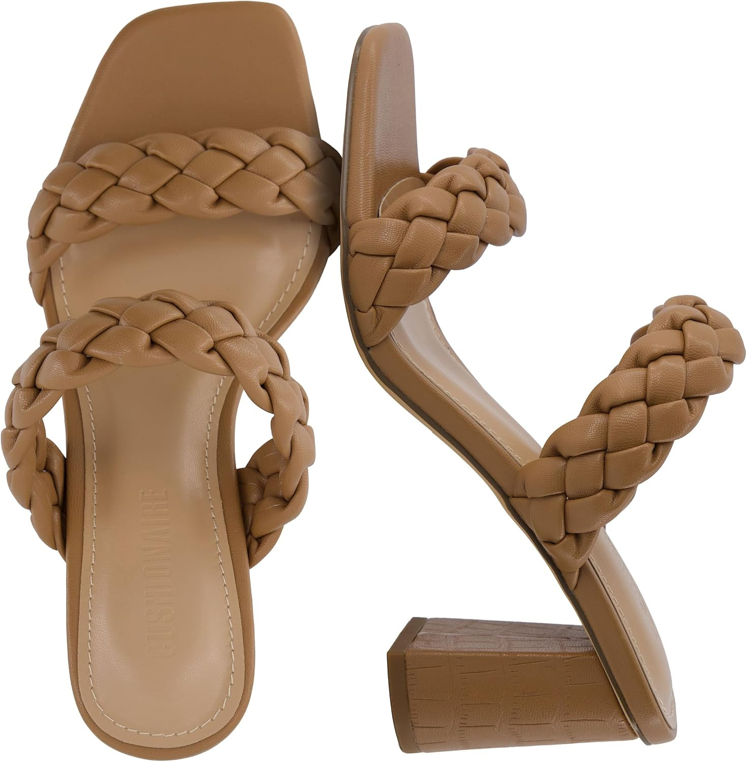 CUSHIONAIRE Irine Chunky Heels for Women, Braided Block Heel Sandals with Square Toe and Memory Foam | Amazon (US)