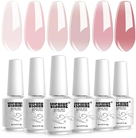 Vishine Nude Gel Polish Kit, Sheer Milky Pink Jelly Transparent Gel Nail Polish UV LED Gel Nail G... | Amazon (US)