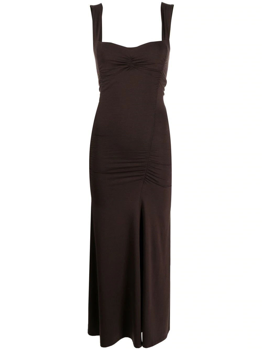 Reformation Suvi ruched midi dress - Brown | Farfetch Global