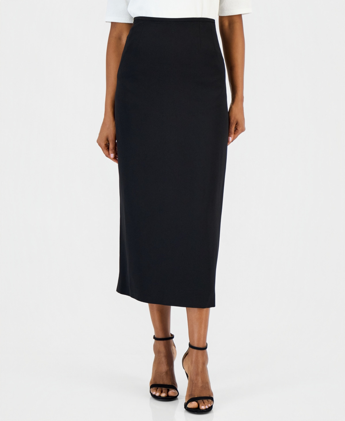 Kasper Women's Stretch Crepe Column Midi Skirt - Black | Macy's