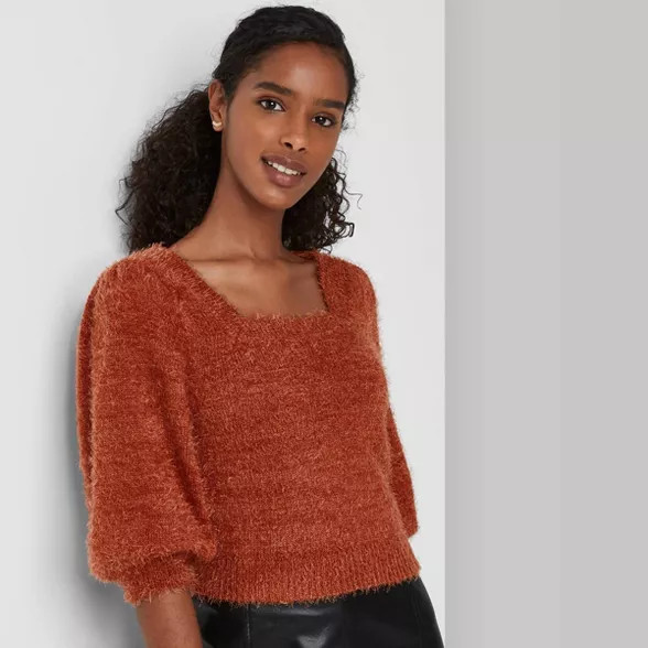 Women's Puff Short Sleeve Square Neck Pullover Sweater T-Shirt - Wild Fable™ | Target