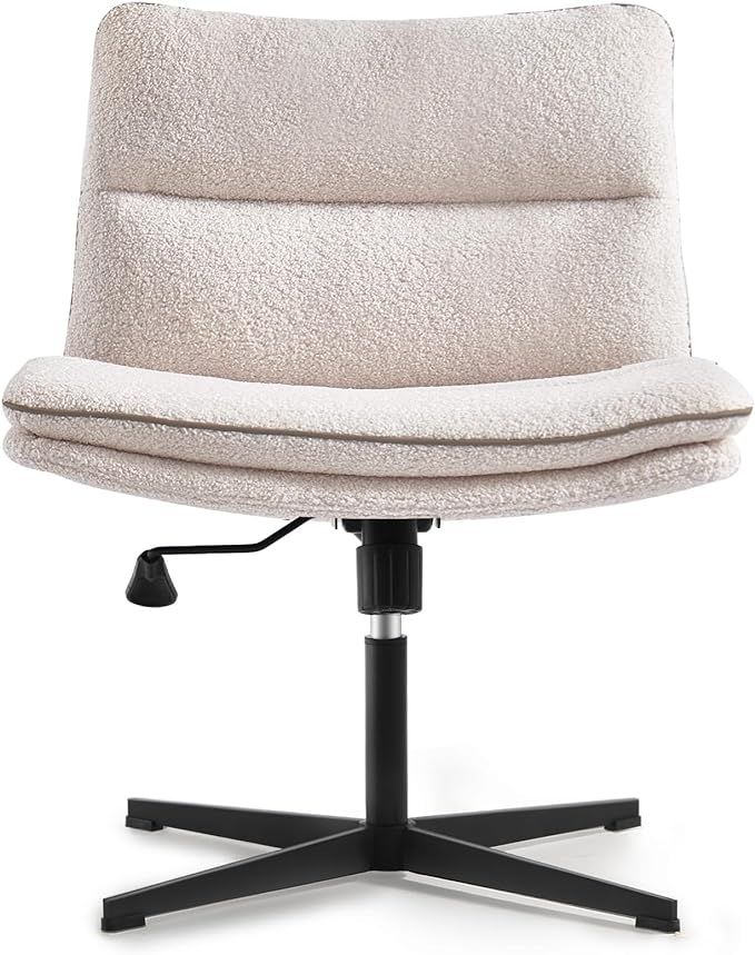 EMIAH Armless Office Desk Chair No Wheels Faux Fur Vanity Mid-Back Ergonomic Home Computer Comfor... | Amazon (US)