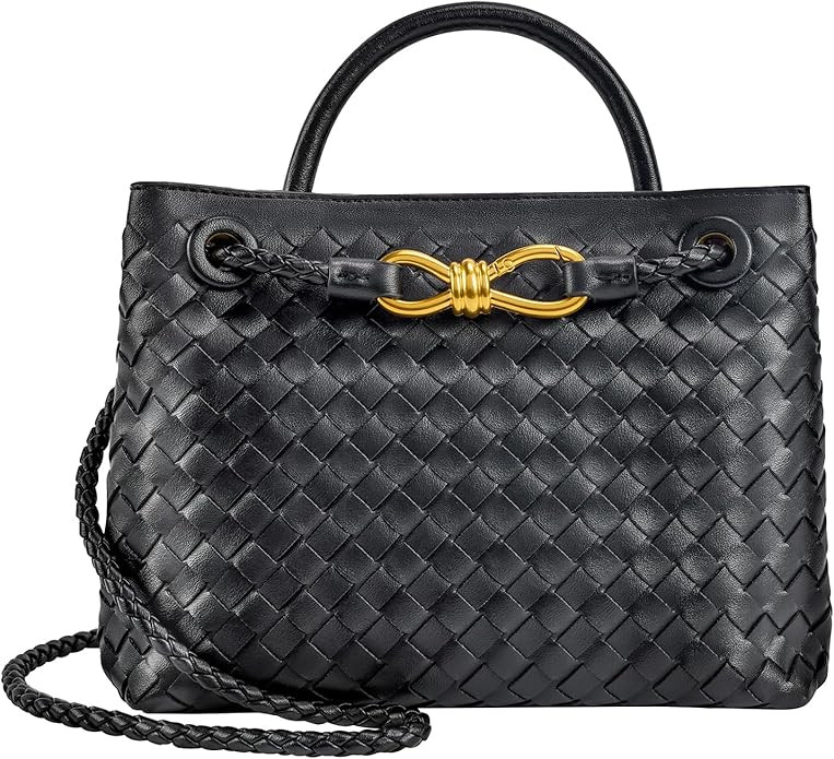 Woven Tote Bag for Women Leather Shoulder Handbag Designer Top Handle Purses | Amazon (US)