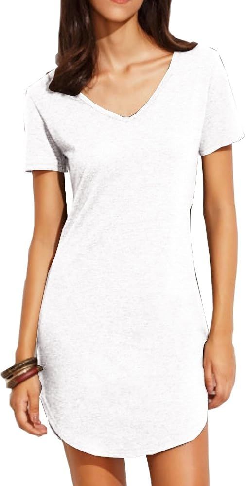 Women's Summer Short Sleeve Slim Fit Shirts Mini Dresses Floral Print Juniors Dress Top | Amazon (US)