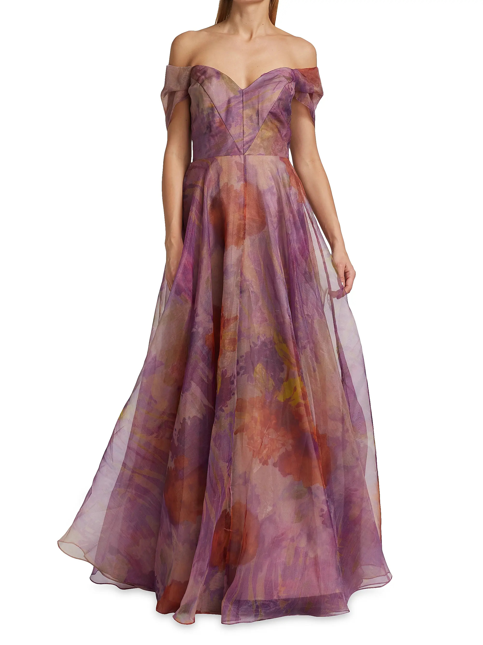 Metallic Off-The-Shoulder Gown | Saks Fifth Avenue