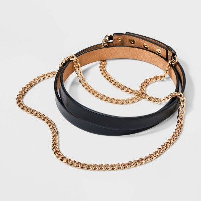 Women's Gold Chain Waist Belt - A New Day™ Black | Target