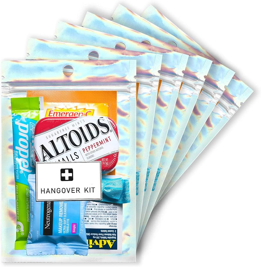 6-pk Hangover Kit Supplies, Bags, Kits, Items, Bachelorette Party Favors, Decorations, Gifts for ... | Amazon (US)