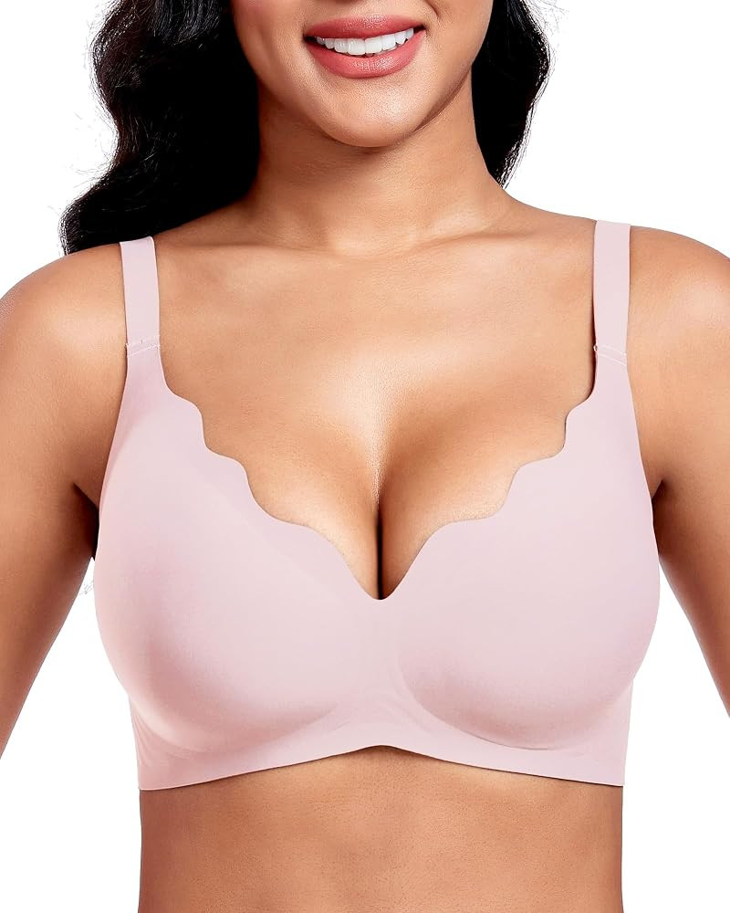 Vinfact Plunge Jelly Bras for Women No Underwire Wireless Lift Full Coverage T Shirt Everyday Sle... | Amazon (US)