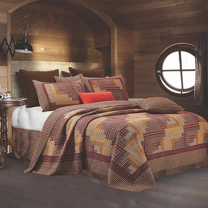 Virah Bella 3 Piece King Cabin Quilt Bedding Set - Montana Cabin: Red/Tan - Rustic Country Revers... | Amazon (US)