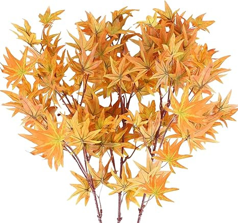 XHXSTORE Fall Leaves Stems Artificial Maple Leaves Branches Silk Fake Fall Flowers Silk for Vase ... | Amazon (US)