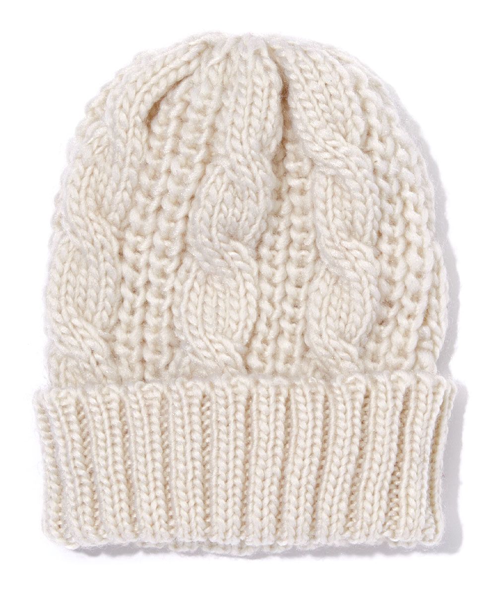 Jeanne Simmons Accessories Women's Beanies Cream - Cream Cable Knit Cuff Beanie | Zulily